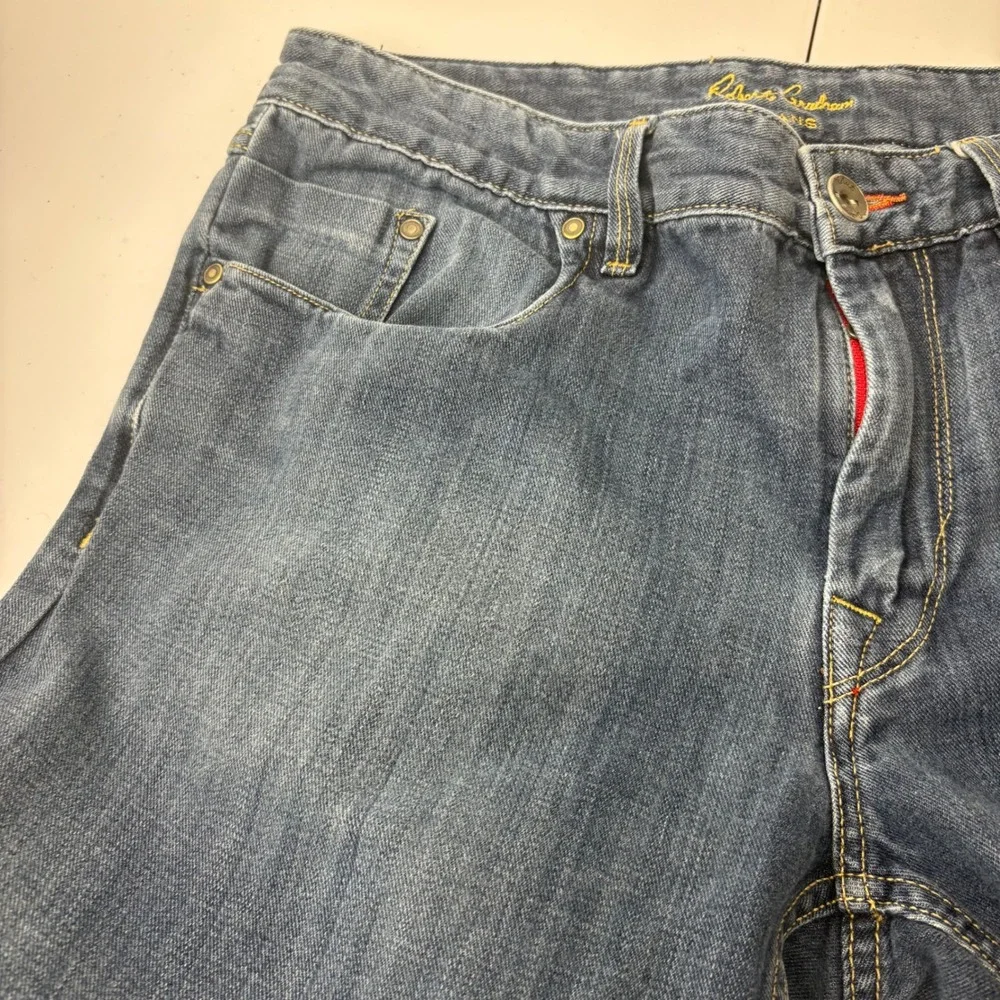 Robert Graham Slim Jim Mens 34 Italian Denim Jeans 100% Cotton Medium Wash